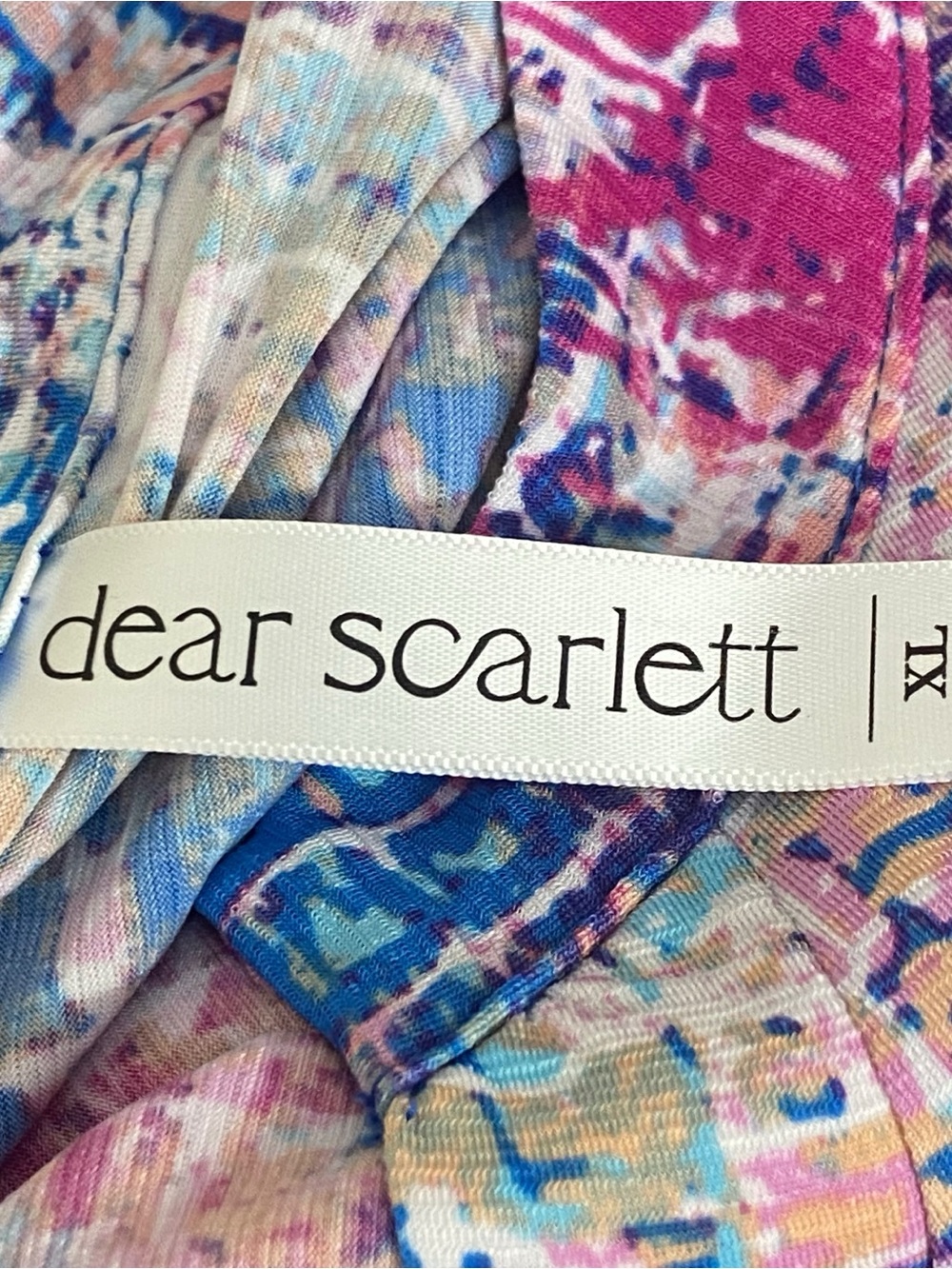 Dear Scarlett Oversized Pink and Blue Abstract Print 3/4 Sleeve Tunic XL - Picture 6 of 8